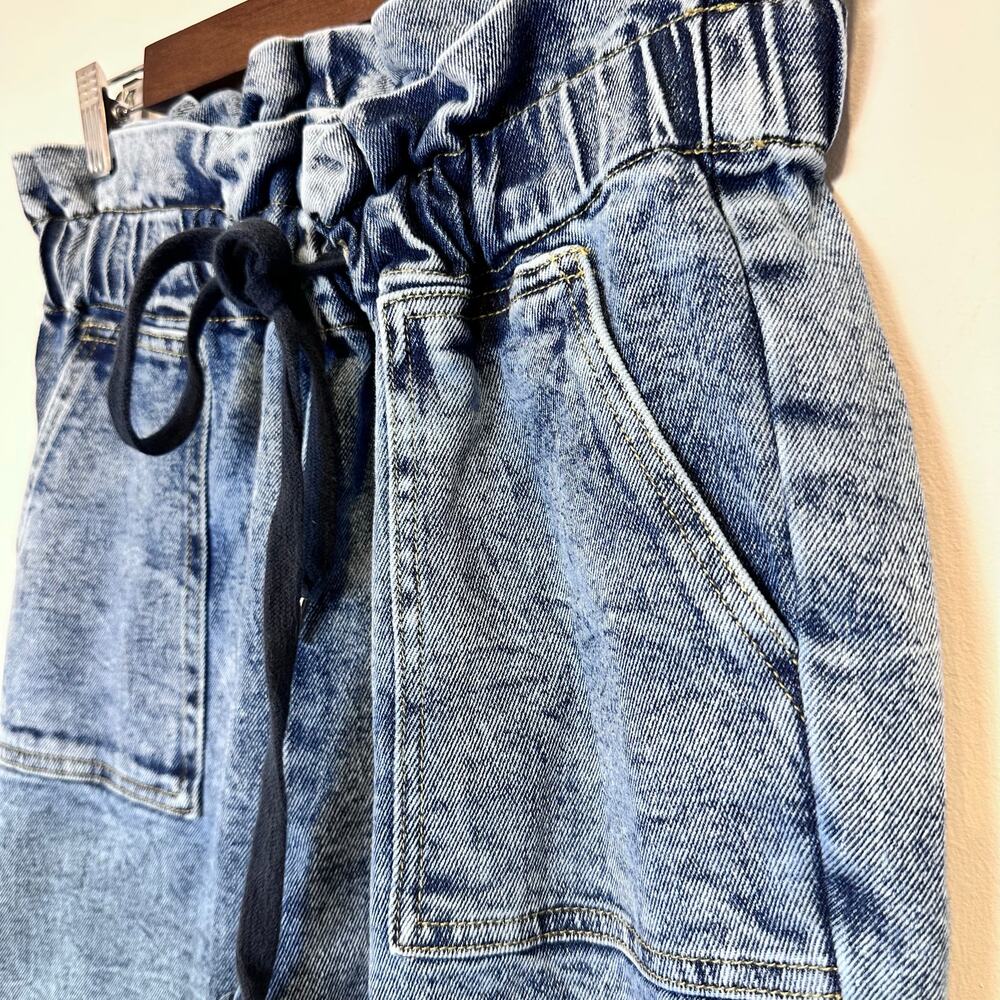 Tinseltown Paper Bag Waist Pull On Jeans Acid Wash Blue Denim‎ Size 9 or 26” - Picture 3 of 9